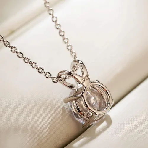 Vista 5 de AllenCOCO 925 Sterling Silver Necklace for Women Trendy, Cubic Zirconia Pendant Dainty Chain, Delicate Charm Jewelry, Birthday Gifts for Girlfriend