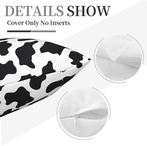 Vista 4 de Fundas de almohada con estampado de vaca y leche blanca y negra de 18 x 18 pulgadas, funda de almohada para dormitorio, sofá, funda de almohada
