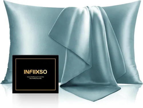 Vista 18 de INFIIXSO Funda de almohada de seda de morera, para cabello y piel, tamaño estándar, cremallera oculta, 20 x 26 pulgadas, suave y refrescante