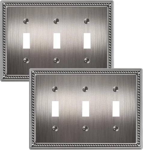 Vista 31 de Paquete de 2 cubiertas de placa de interruptor de luz de doble palanca, cubiertas decorativas de placa de doble interruptor Pearls, placa de pared