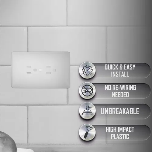 Vista 3 de Taymac Placas de pared pintables blancas para enchufes eléctricos (dúplex de 2000 W + interruptor de palanca de 4000 W)