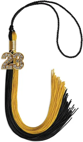 Vista 9 de Endea Graduation Borla de doble color con dije dorado (negro/oro brillante, 2022)