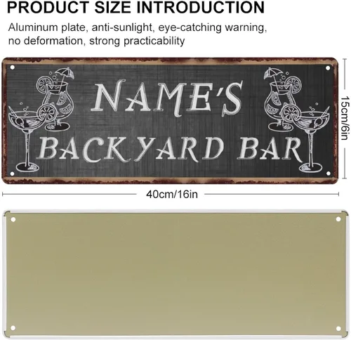 Vista 2 de Letrero de metal personalizado para bar en el patio trasero, decoración rústica, cueva de hombre, cerveza fría, buenos tiempos, letrero de metal