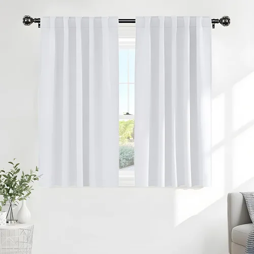 Vista 55 de PONY DANCE Cortinas cortas con aislamiento térmico para ventana pequeña, para guardería, baño, cocina, lavandería, caravana, sótano, 29 pulgadas