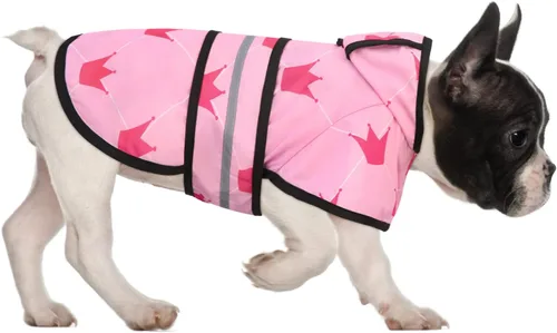 Vista 18 de HDE - Impermeable protector con capucha para perros y cachorros, tallas de la S a la XL (diseño de patos de goma, talla S)