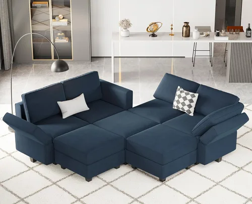 Vista 12 de Belffin Sofá modular de gran tamaño en forma de L con diván reversible convertible en forma de L, sofá seccional verde