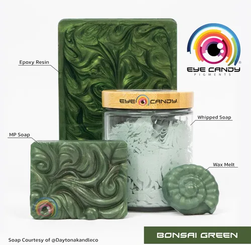 Vista 3 de Pigmentos Eye Candy Pigments Premium Green Mica Powder – Bonsai Green (0.88 oz) – para epoxi, resina, jabón, pintura, carpintería, vertido acrílico