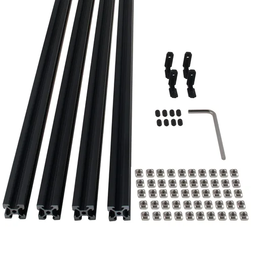 Vista 8 de 2 piezas de extrusión de aluminio de 31.496 in 2040 V estándar europeo anodizado perfil de aluminio negro anodizado con accesorios para impresora 3D