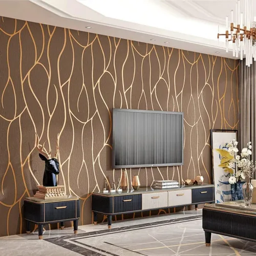 Vista 14 de Papel pintado no tejido con patrón geométrico nórdico de líneas modernas, simple y elegante para sala de estar, fondo para televisión, decoración
