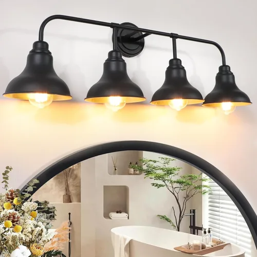 Vista 12 de 18-Inch 2-Light Farmhouse Bathroom Vanity Light Over Mirror, Black