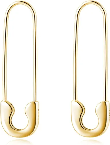 Vista 9 de SLUYNZ Pendientes de aro de seguridad de plata de ley 925 sólidos para mujer, aretes minimalistas de aro de 3.5 cm de diámetro con dije colgante