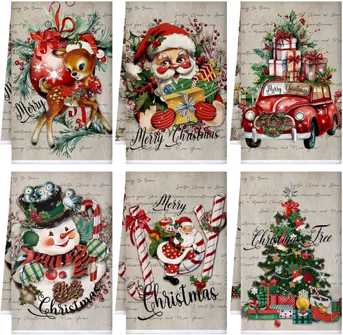 Vista 10 de Bencailor 6 piezas de paños de cocina de Navidad absorbentes de microfibra suave estilo casa de campo de 16 x 24 pulgadas, paños de cocina
