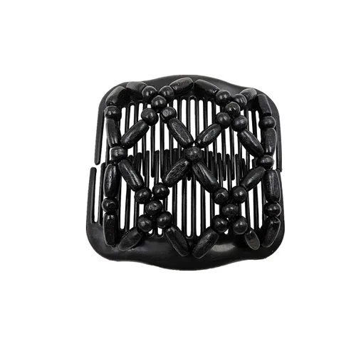 Vista 2 de Peines mágicos para el cabello para mujer, con cuentas de madera, elásticos, de doble cara, accesorios para el cabello, paquete de 5