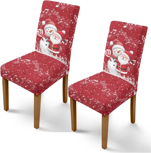 Vista 8 de Rnyleeg Fundas de silla de Navidad para sala de estar, diseño de muñeco de nieve azul, estampado de pájaros, fundas para sillas de comedor, 1