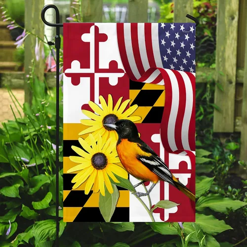 Vista 9 de FLAGWIX Bandera Americana - Bandera del Estado de Maryland con Oriole de Baltimore y Flor de Ojo Negro, Bandera Premium de Poliéster Decorativa