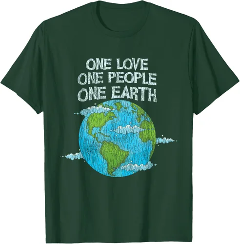 Vista 50 de Vintage One Love One People Planet Cambio climático Día de la Tierra Camiseta Negro