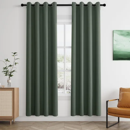 Vista 93 de Beige White Linen Blackout Curtains 90 Length 2 Panels Set for Living Room Bedroom, 100% Black Out Thermal Insulated Linen Drapes, Room Darkening