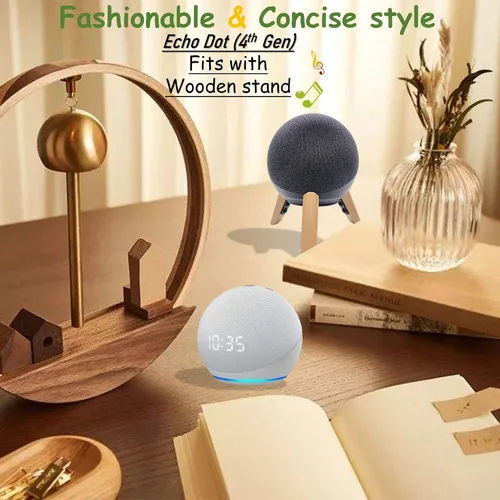 Vista 5 de Soporte de madera real para altavoz Echo Dot (nuevo modelo), accesorios de montaje de madera, trípode antideslizante para Alexa Echo Dots