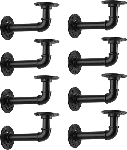 Vista 10 de Soporte de estante de tubo de 1/2 pulgada, soporte de estante flotante montado en la pared, soporte de metal colgante de pared punk de vapor