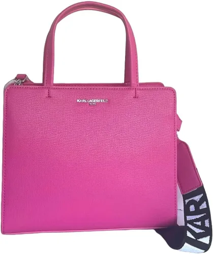 Vista 8 de KARL LAGERFELD Paris Women's Maybelle Solid Satchel Blanco invierno
