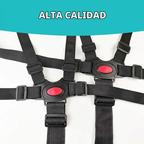 Vista 6 de Cinturón de seguridad ajustable para bebé, arnés de seguridad de 5 puntos, cinturón de seguridad ajustable para silla alta y silla de paseo