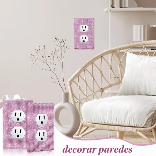 Vista 5 de Kathfly 10 placas de pared brillantes para enchufe, color rosa, tipo
