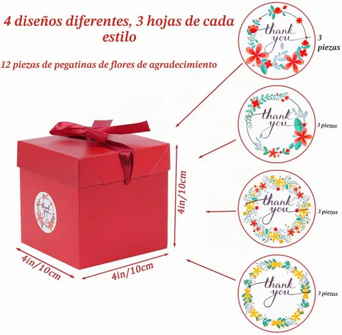 Vista 2 de Elephant-package Paquete de 12 cajas de regalo pequeñas con tapas, cajas de regalo rojas con cinta para Navidad, día de San Valentín, embalaje