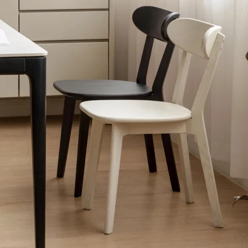 Vista 2 de Silla de comedor de roble macizo para cocina (1, negro) Contoured seat for comfort. Non-slip feet, sturdy wood. Quick assembly. For dining