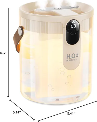 Vista 9 de KIMMOO Humidificador portátil recargable de llenado superior, humidificadores inteligentes para dormitorio, luz nocturna, humidificador de niebla