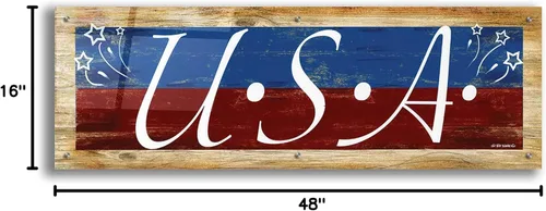 Vista 9 de Epic Art 'USA' de Ed Wargo, arte de pared de vidrio acrílico, 48"x16