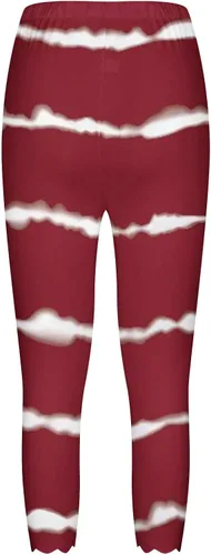 Vista 3 de Pantalones capri de verano para mujer, cintura elástica, puños fruncidos, estampado de flores, cómodos y elásticos