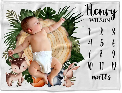 Vista 31 de Manta personalizada de ciervo alpino para bebé, manta personalizada para el cuarto de bebé, manta de vellón suave para la vida silvestre, ropa