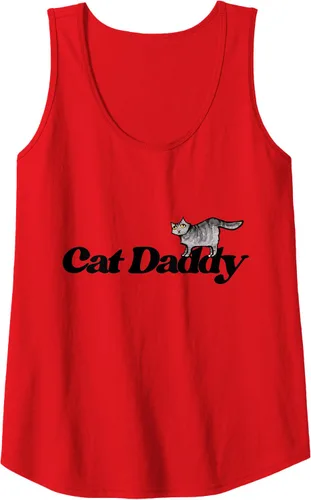 Vista 3 de Cat Daddy Funny Cat Dad Camiseta sin mangas, Blanco, S