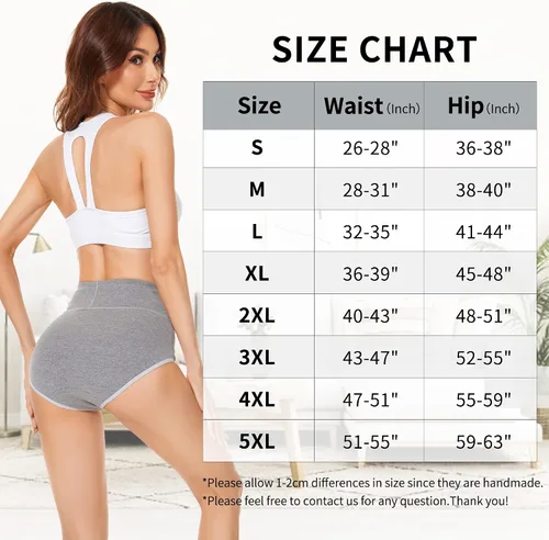 Vista 6 de Migbean Ropa interior de algodón para mujer, de cintura alta, calzones elásticos, paquete múltiple