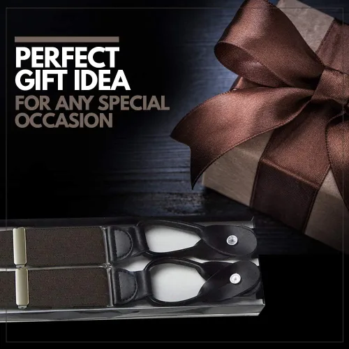 Vista 2 de Hold'Em 1 de rayas elegantes y tirantes sólidos para hombre, extremo de botón ajustable de cuero con parte trasera en Y