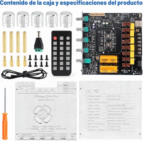 Vista 8 de Amplificador Bluetooth AS21-II TPA3255, 2.1 canales, 220 W x 2 + SZM-AS21 II