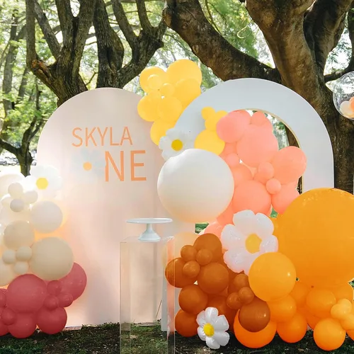 Vista 5 de Kit de arco de guirnalda de globos de margaritas de 166 piezas, globos pastel macarrón, arco pastel de primavera para fiesta temática de margaritas