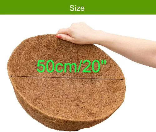 Vista 2 de 1 pieza de 20 pulgadas Forros de coco para macetas, forros de repuesto redondos de fibra de coco en forma de canasta