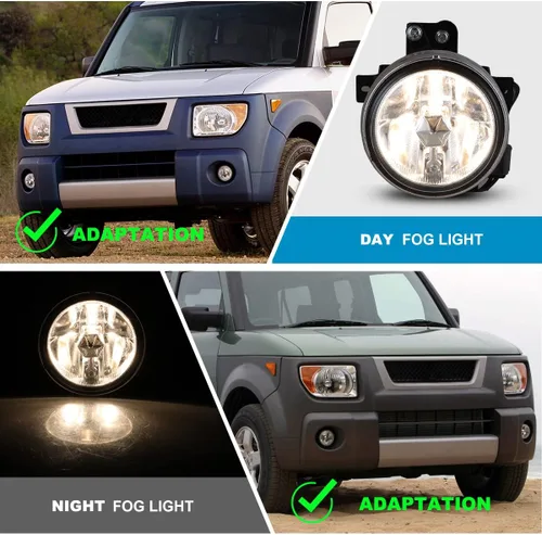 Vista 5 de CPW Luces antiniebla aptas para Honda Element 2003 2004 2005 2006, proyector de conducción de conductor y pasajero, luces antiniebla con bombillas