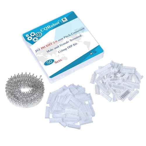 Vista 19 de CQRobot JST EL 4.5 mm de paso 2 pines conector electrónico IC macho, enchufes hembra carcasa y kit de terminales de crimpado en T macho/hembra. 50