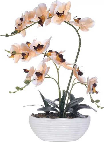 Vista 18 de Phalaenopsis - Planta de orquídea sintética de 19 pulgadas de alto, centro de mesa de orquídea de seda, arreglo floral artificial en maceta