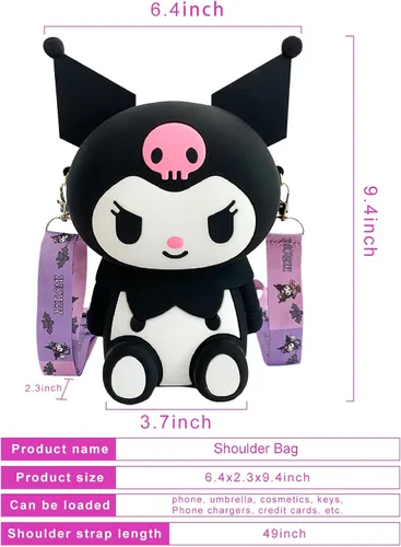 Vista 7 de CZZLYJ My Melody - Bolso cruzado de hombro con diseño de caricaturas Kuromi de anime lindo bolso de hombro