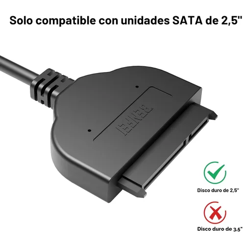 Vista 3 de BENFEI Cable SATA a USB, adaptador de disco duro USB C/USB 3.0 a SATA III 2 en 1 compatible con HDD y SSD de 2.5 pulgadas
