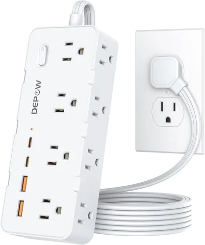 Vista 11 de Regleta de alimentación de 3 pies, cable de extensión con 8 salidas de CA + Negro