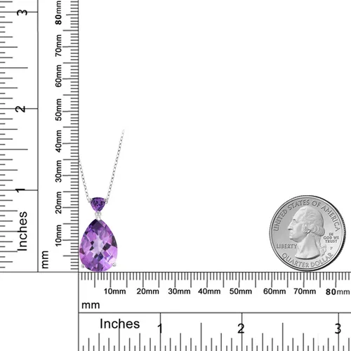 Vista 3 de Gem Stone King Collar con colgante de amatista púrpura de 10.22 quilates para mujer, plata de ley 925, piedra natal de piedras preciosas, tablero