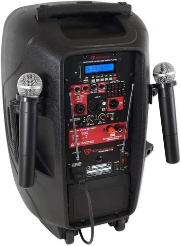 Vista 5 de RockvilIe RAM12BT Altavoz PA para DJ de 12 pulgadas, recargable, 600 W, 2 micrófonos, Bluetooth