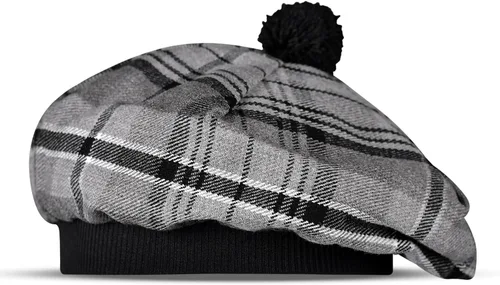 Vista 29 de Sombrero escocés Tam o Shanter Gorro escocés Tartan P.V Tartan (poliviscosa) Mezcla de lana con pompón Talla única para todos.
