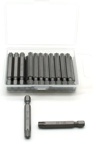 Vista 13 de TMAX Juego de puntas de destornillador de cabeza de estrella T6 Torx de 25 piezas, acero S2 de 6 puntos T-6 puntas de inserción de destornillador