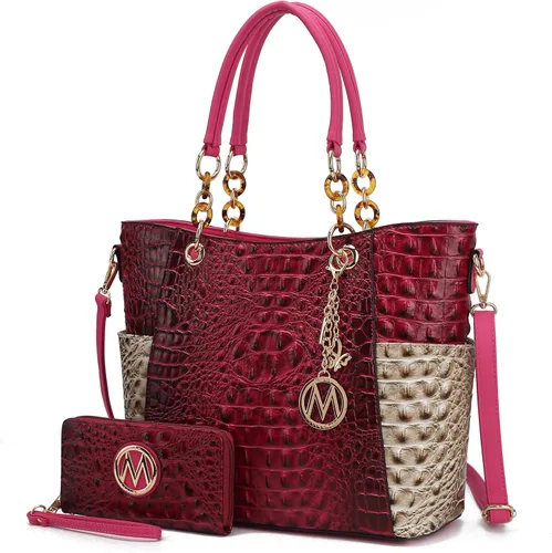 Vista 26 de MKF Collection - Juego de bolsa de mano para mujer, con cartera y asa superior, de piel vegana