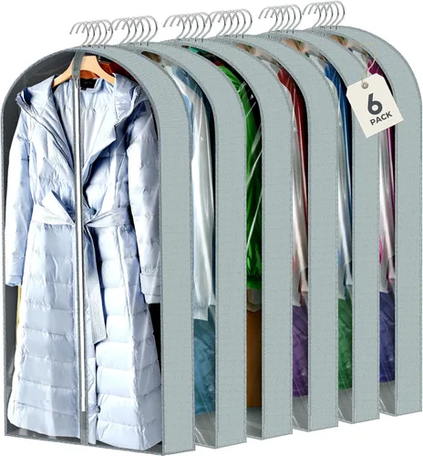 Vista 7 de 10 bolsas de ropa de 40 pulgadas para colgar ropa, bolsas transparentes para almacenamiento de ropa, bolsas de ropa para guardar ropa, bolsas